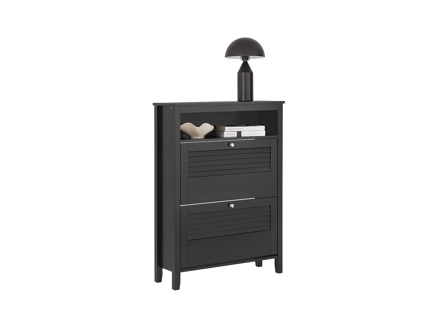 SoBuy Armoire à Chaussures avec 2 Abattants, Meuble de Rangement pour Couloir, Salon, Noir, 80 x 25 x 108 cm FSR152-SCH