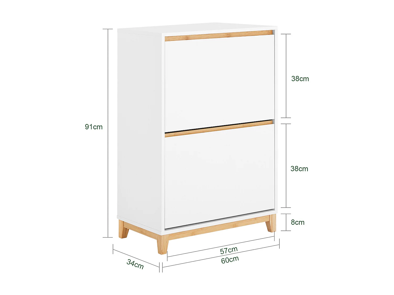 SoBuy FSR193-WN Armoire à Chaussures avec 2 Abattants