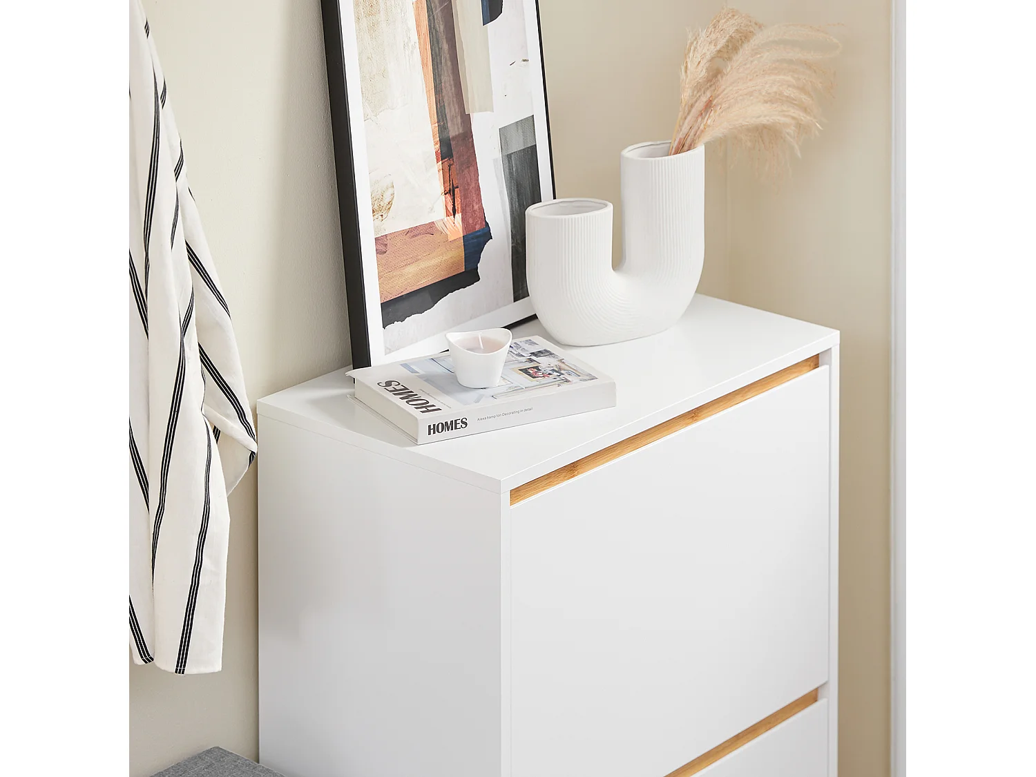 SoBuy FSR193-WN Armoire à Chaussures avec 2 Abattants