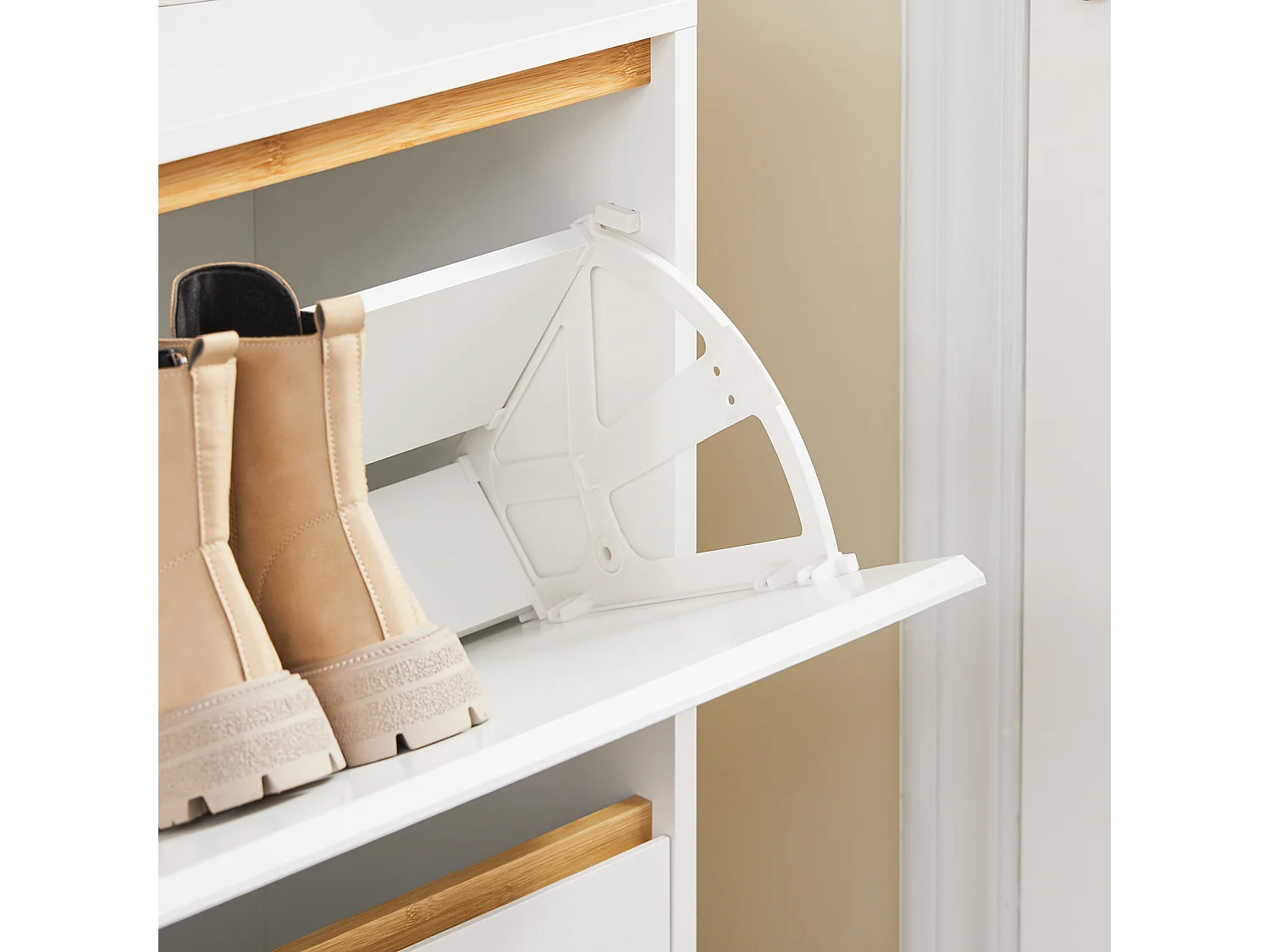 SoBuy FSR193-WN Armoire à Chaussures avec 2 Abattants