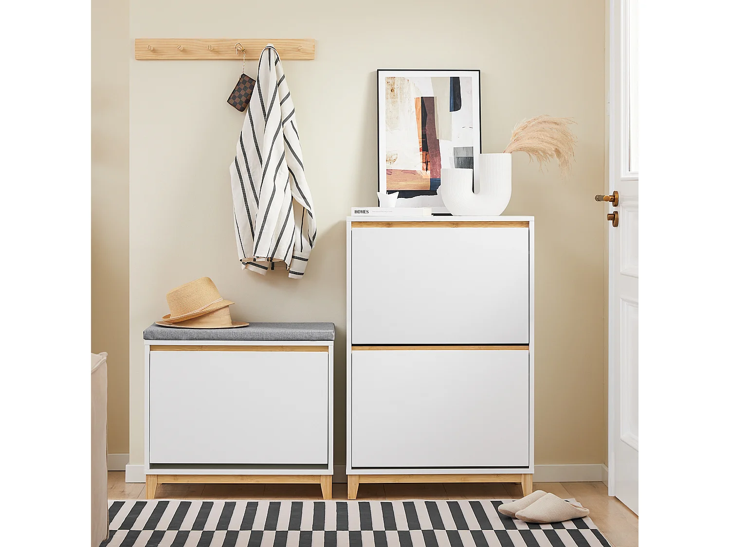 SoBuy FSR193-WN Armoire à Chaussures avec 2 Abattants