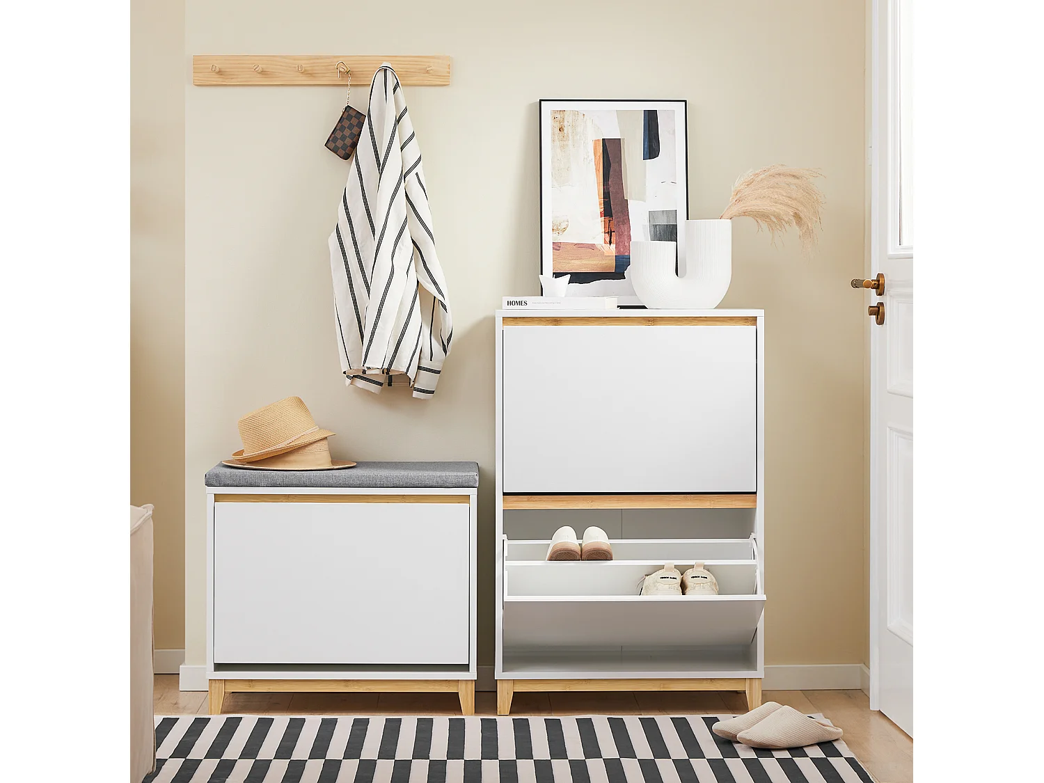 SoBuy FSR193-WN Armoire à Chaussures avec 2 Abattants