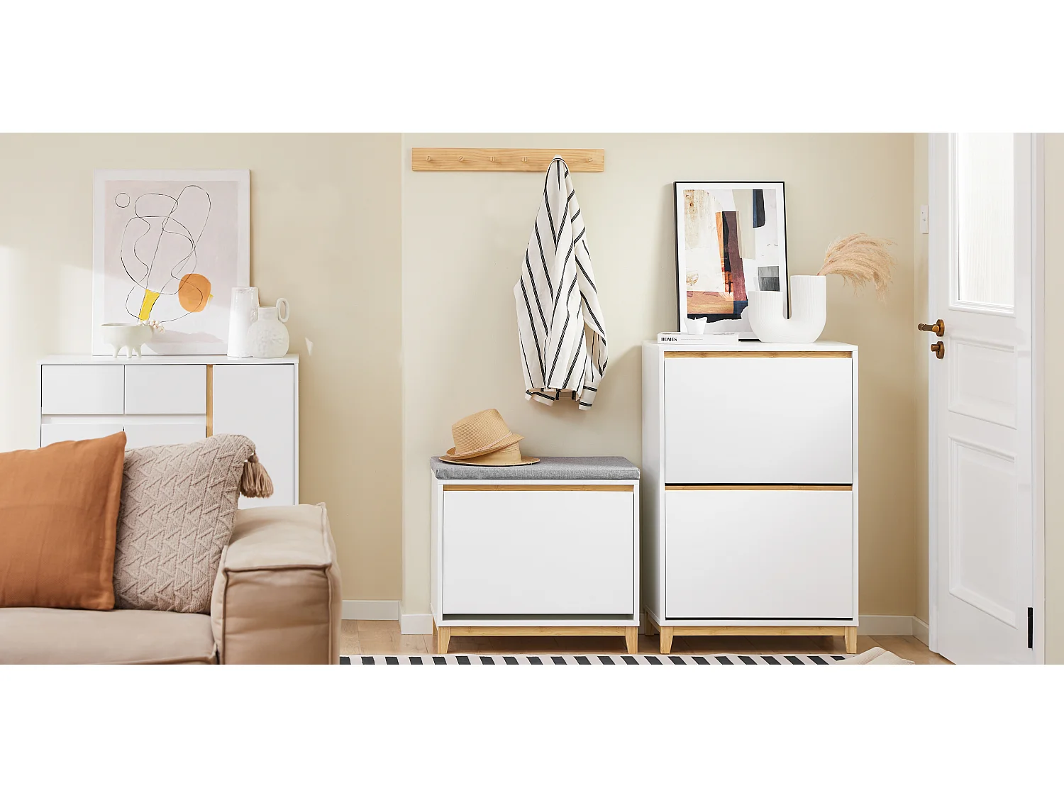 SoBuy FSR193-WN Armoire à Chaussures avec 2 Abattants