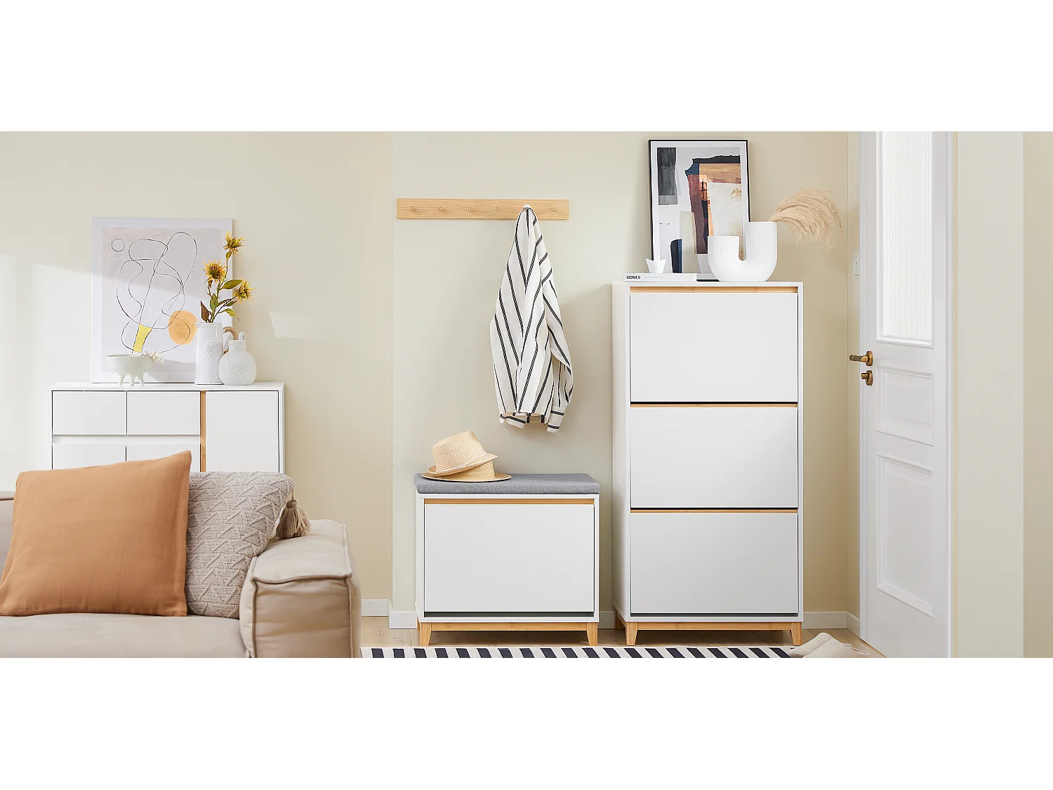 SoBuy FSR192-WN Armoire à Chaussures avec 3 Abattants