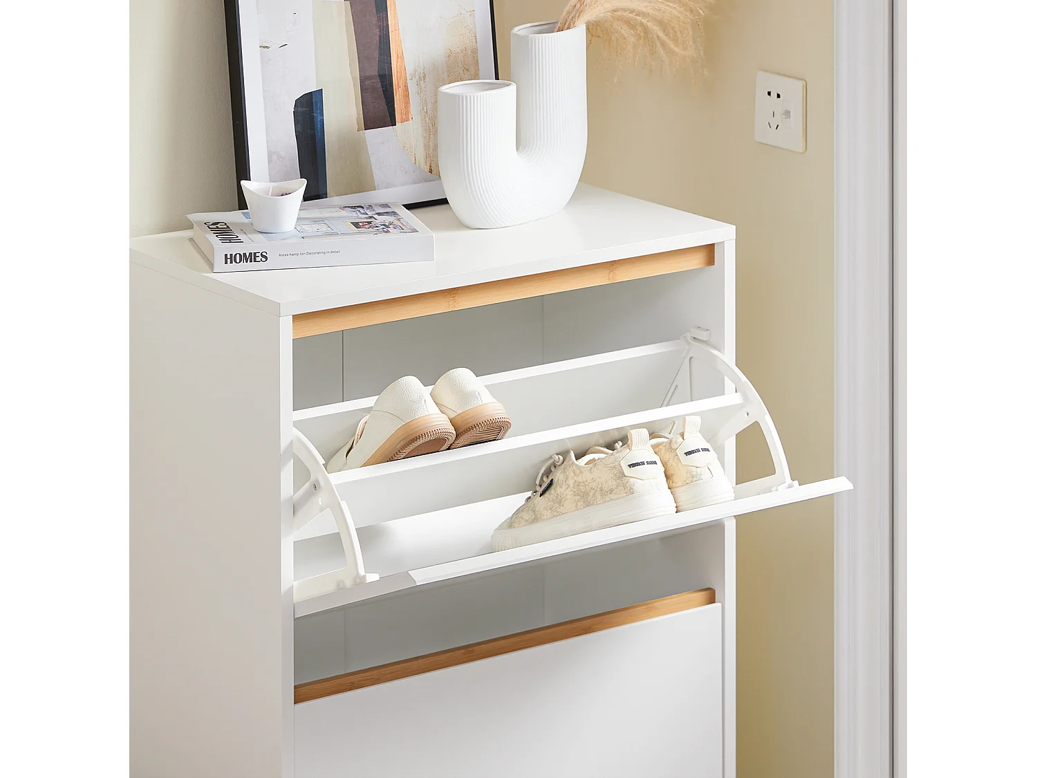 SoBuy FSR192-WN Armoire à Chaussures avec 3 Abattants