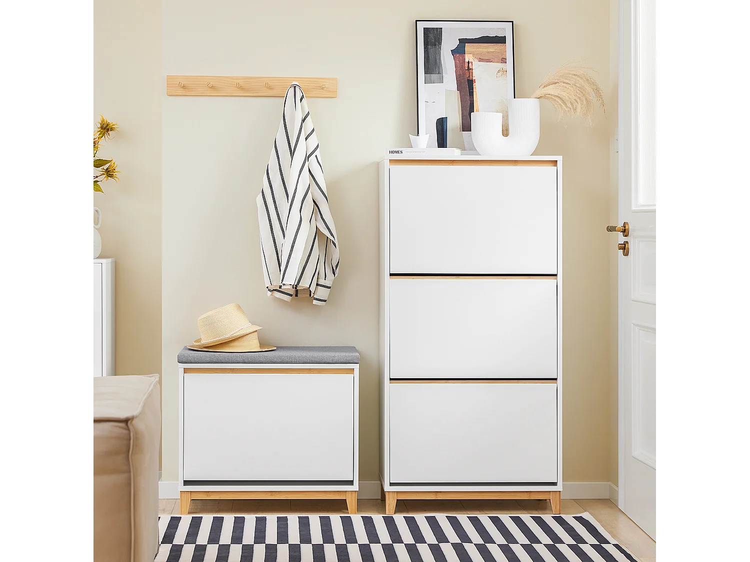 SoBuy FSR192-WN Armoire à Chaussures avec 3 Abattants