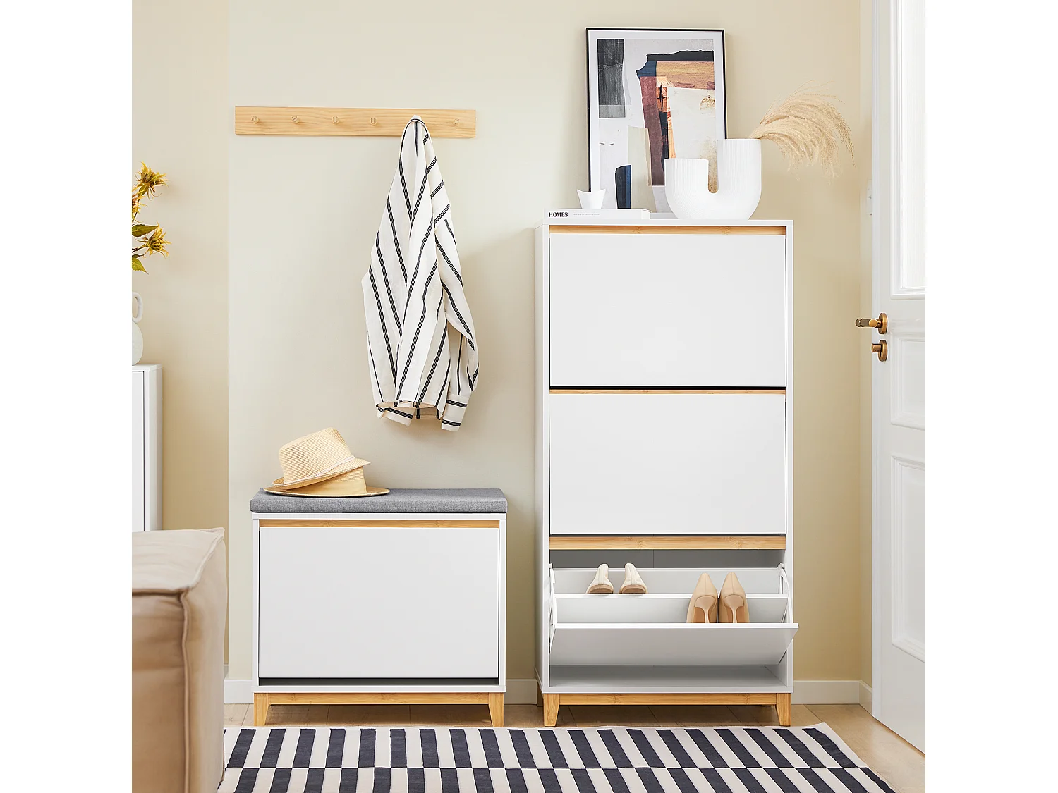 SoBuy FSR192-WN Armoire à Chaussures avec 3 Abattants