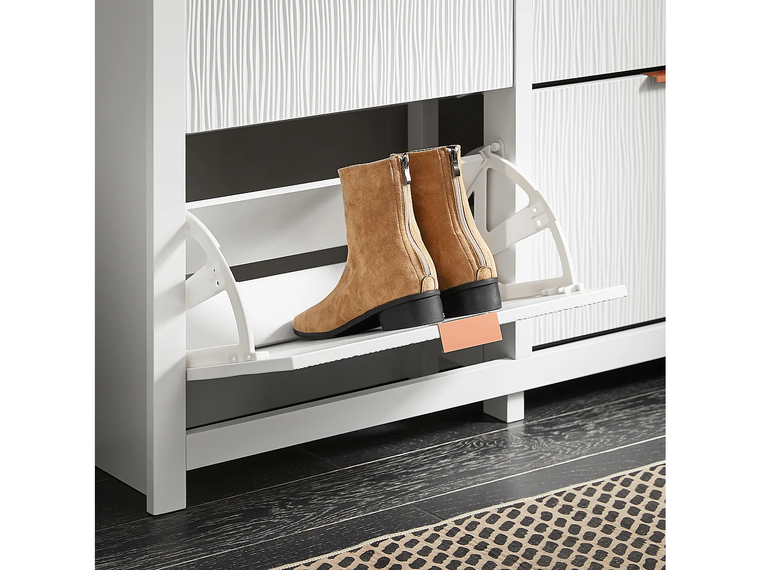 SoBuy FSR186-W Meuble Chaussure, Rangement Chaussure, Meuble d'Entrée, Armoire à Chaussures, Meuble de Rangement, Commode à 4 Abattants