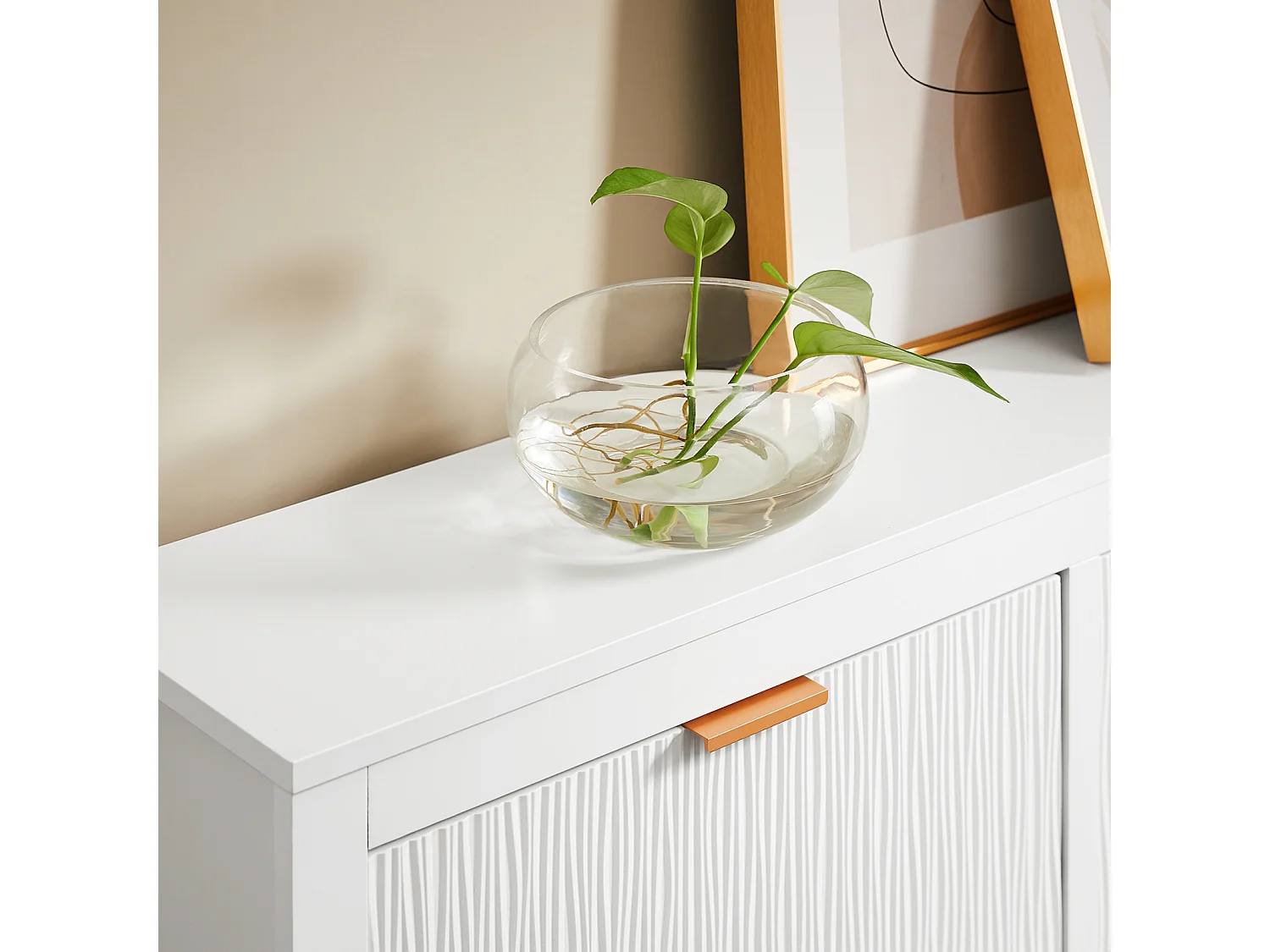 SoBuy FSR186-W Meuble Chaussure, Rangement Chaussure, Meuble d'Entrée, Armoire à Chaussures, Meuble de Rangement, Commode à 4 Abattants