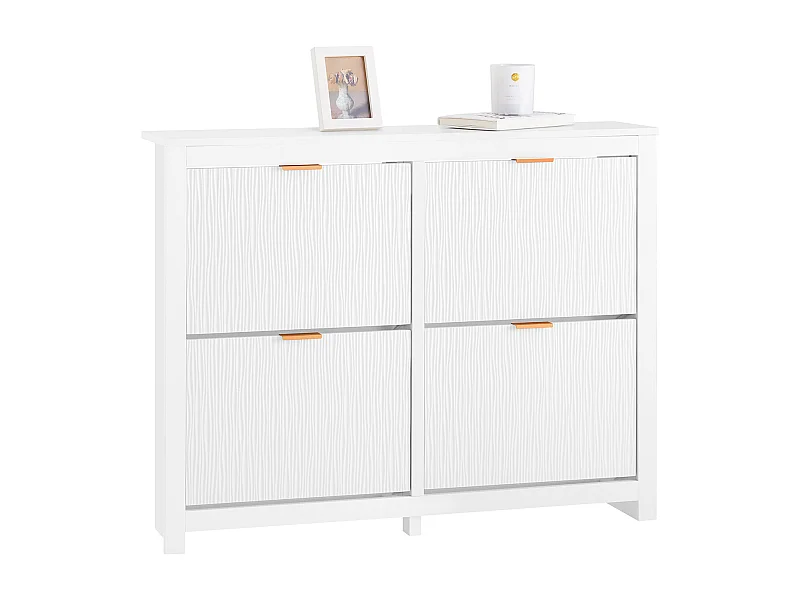 SoBuy FSR186-W Meuble Chaussure, Rangement Chaussure, Meuble d'Entrée, Armoire à Chaussures, Meuble de Rangement, Commode à 4 Abattants