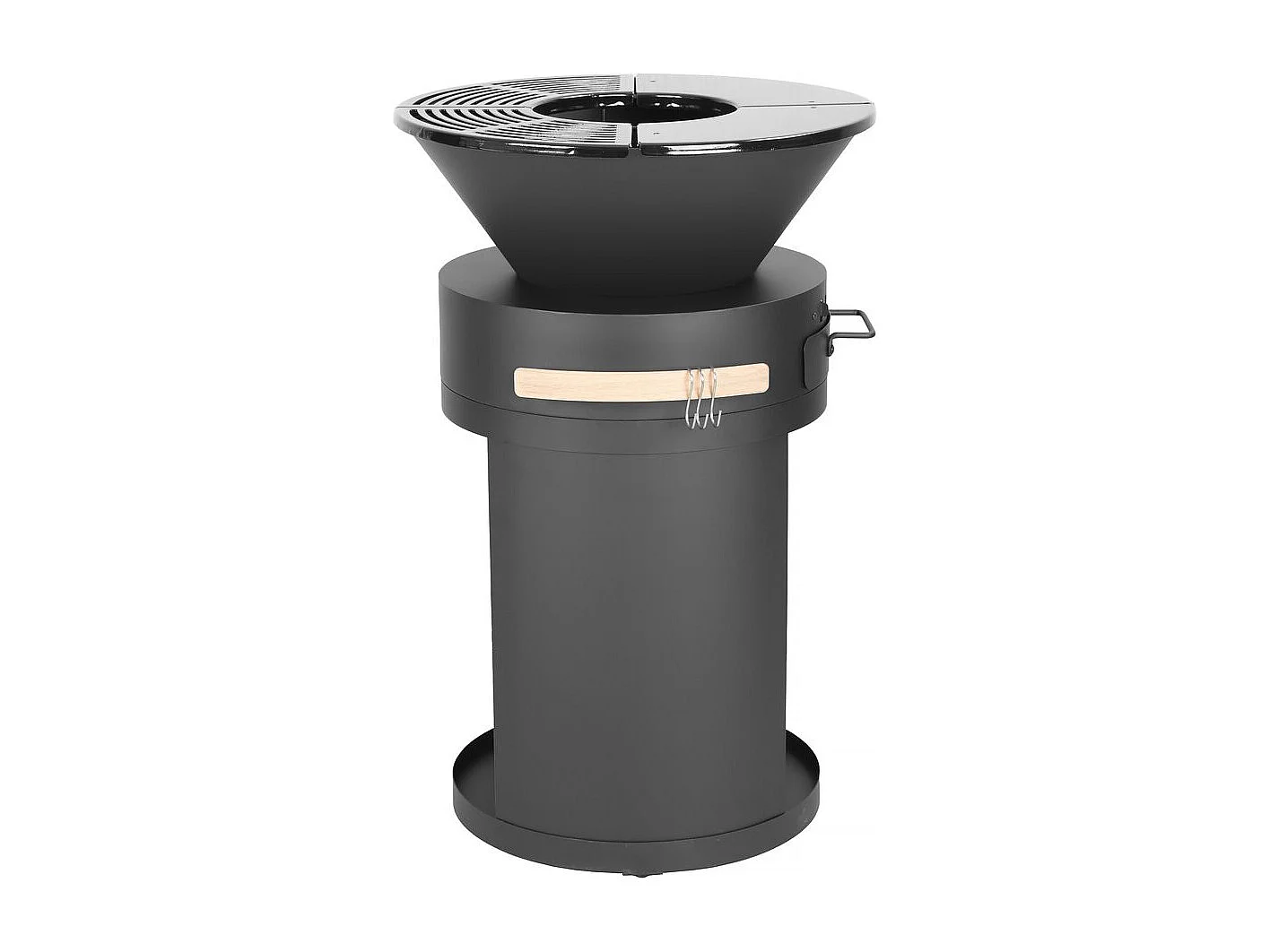 Barbecue plancha brasero a charbon et bois "Cesar" - 49 x 49 x 92 cm - Noir