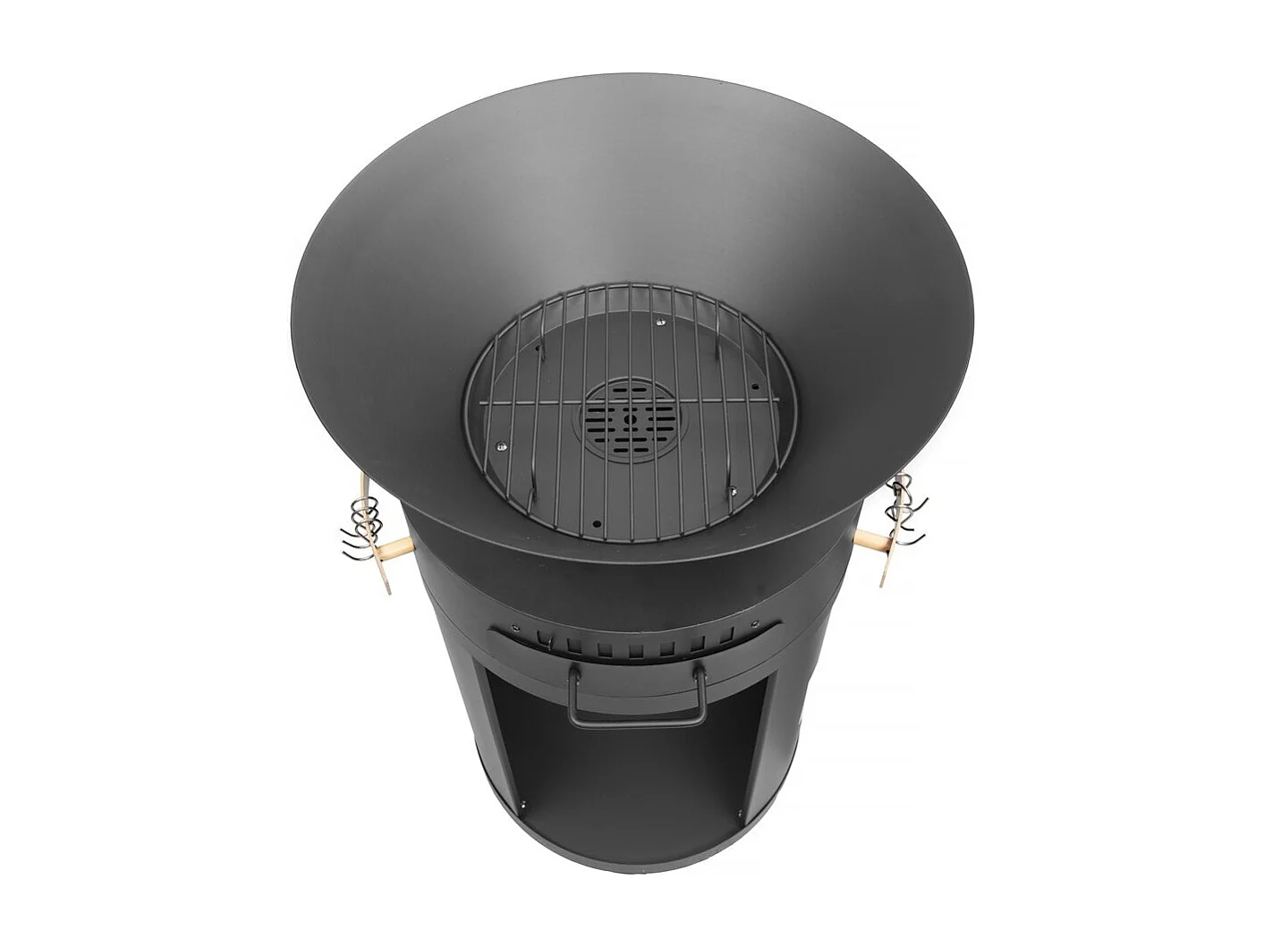 Barbecue plancha brasero a charbon et bois "Cesar" - 49 x 49 x 92 cm - Noir