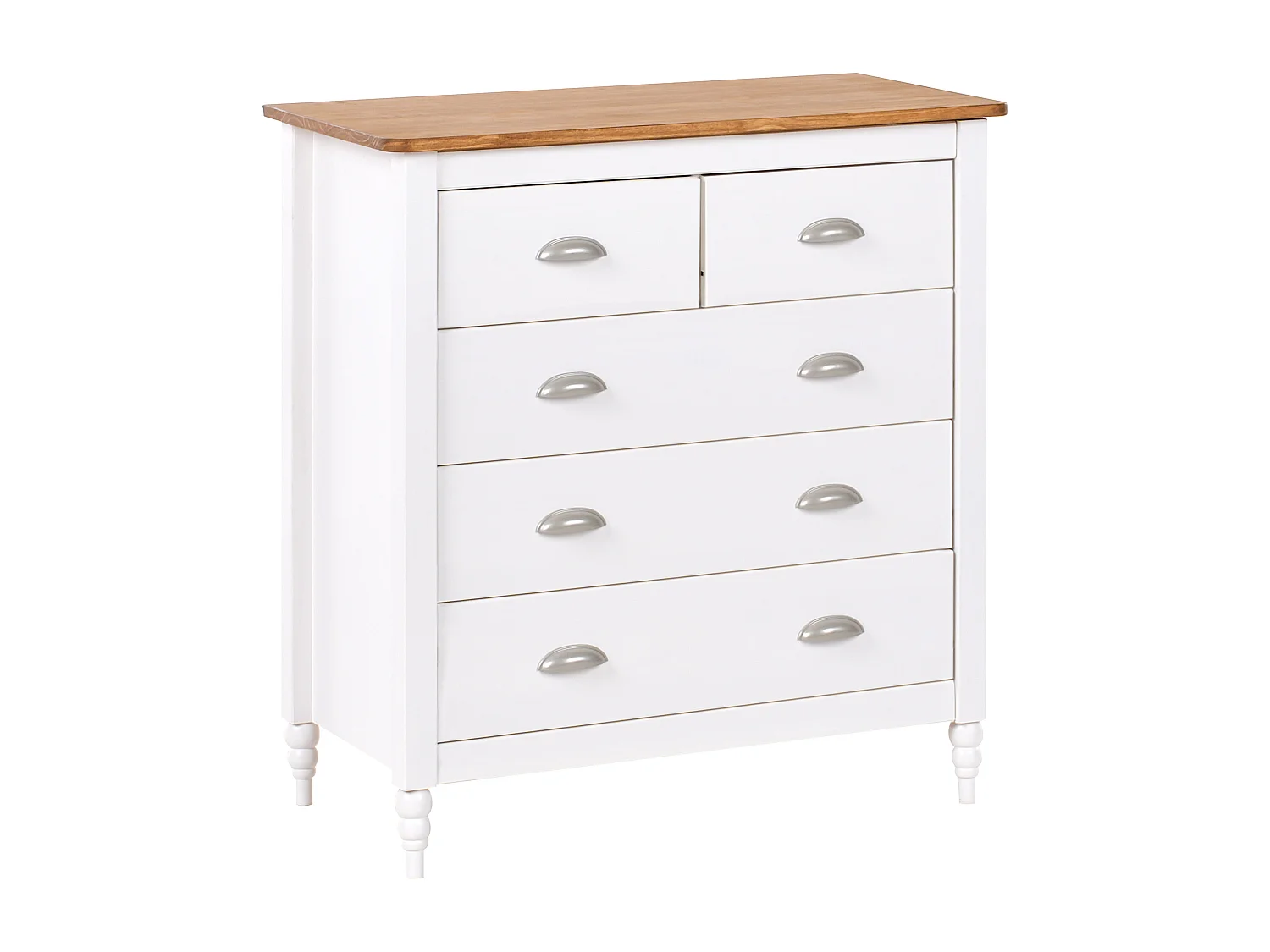 Commode à 5 tiroirs SHILLINGTON Bois de pin Blanc