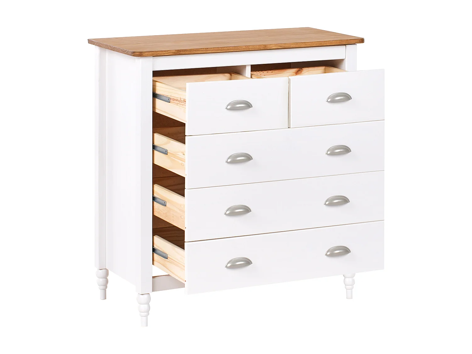 Commode à 5 tiroirs SHILLINGTON Bois de pin Blanc