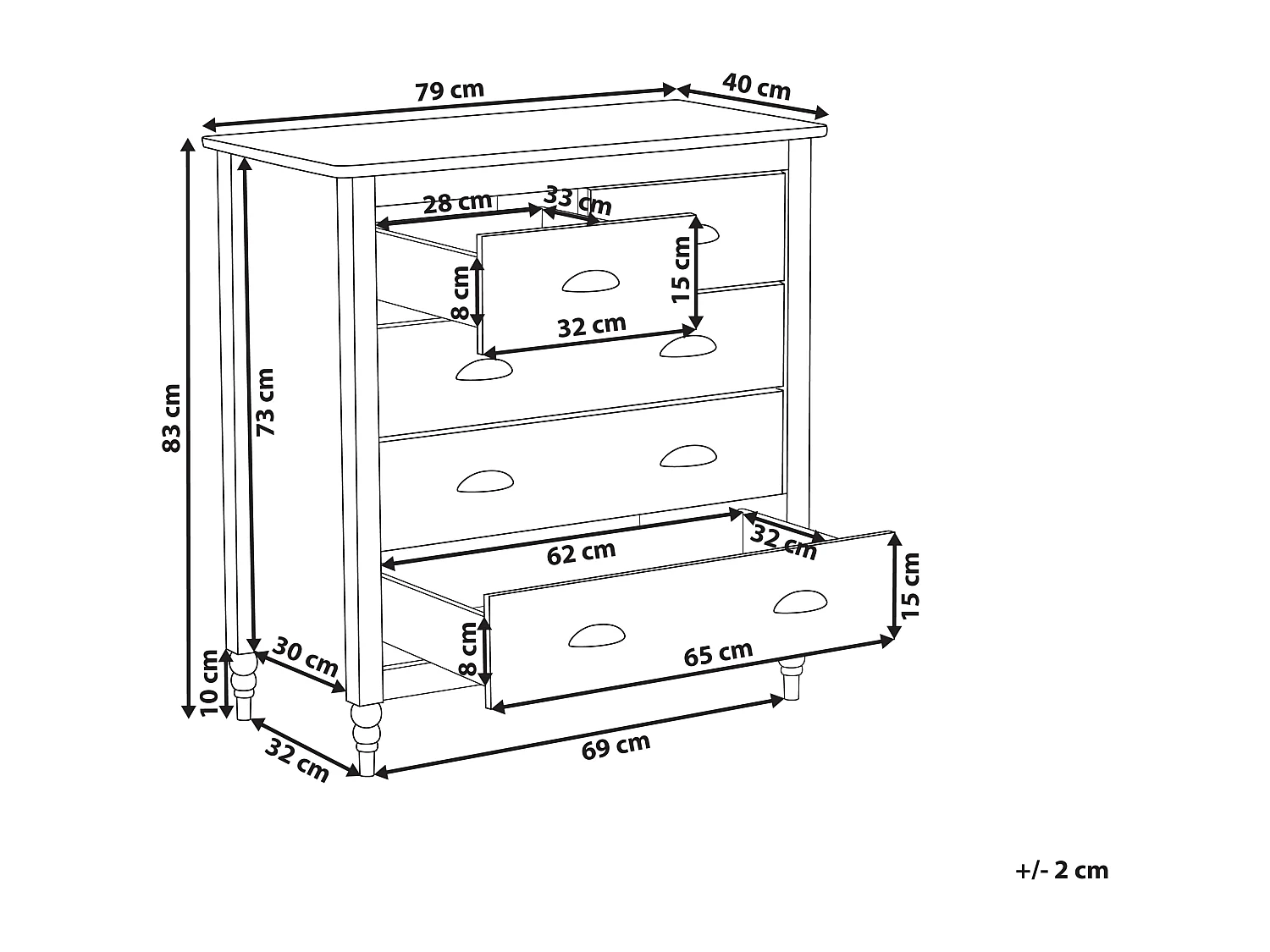 Cassettiera 5 cassetti SHILLINGTON Legno di pino Bianco
