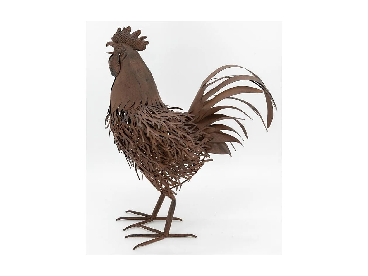 Statue décorative en métal vieilli Coq