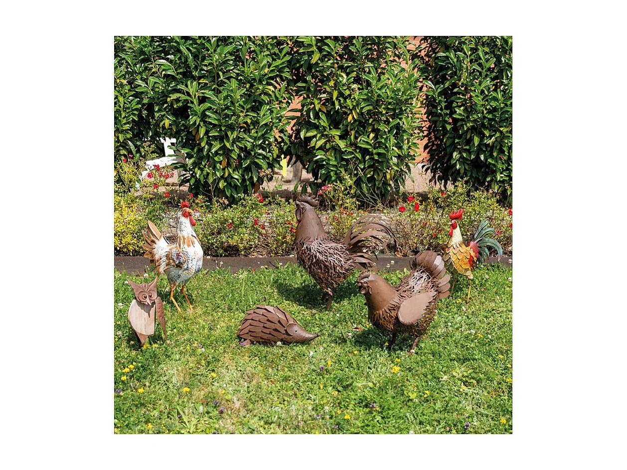 Statue décorative en métal vieilli Coq