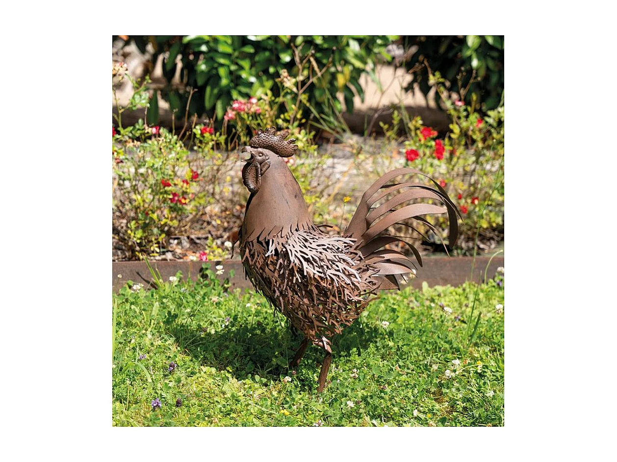 Statue décorative en métal vieilli Coq