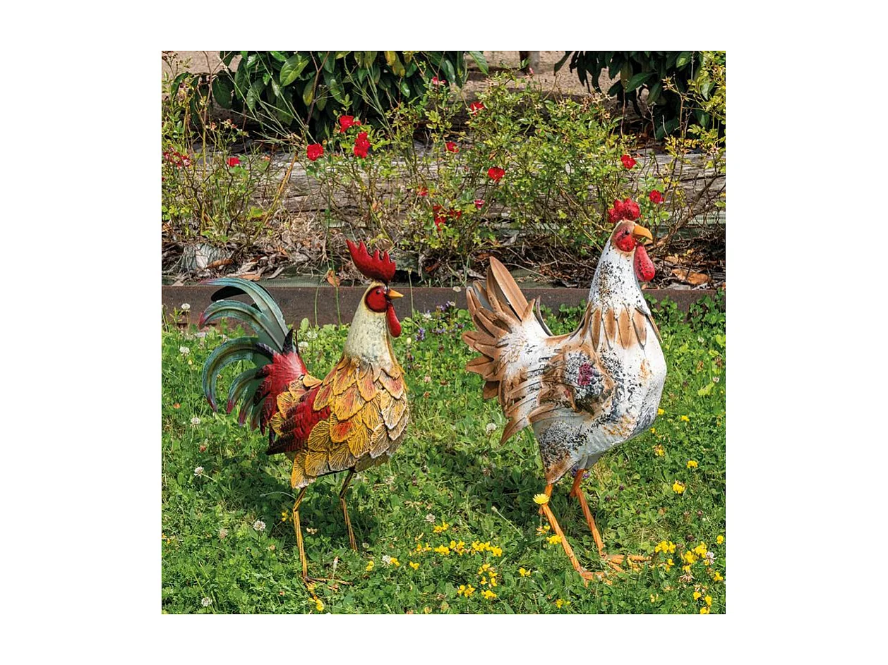 Statue de Coq en métal coloré
