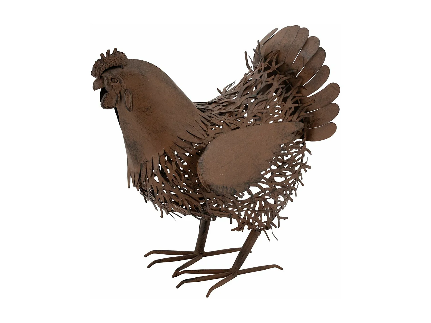 Statue décorative en métal vieilli Poule