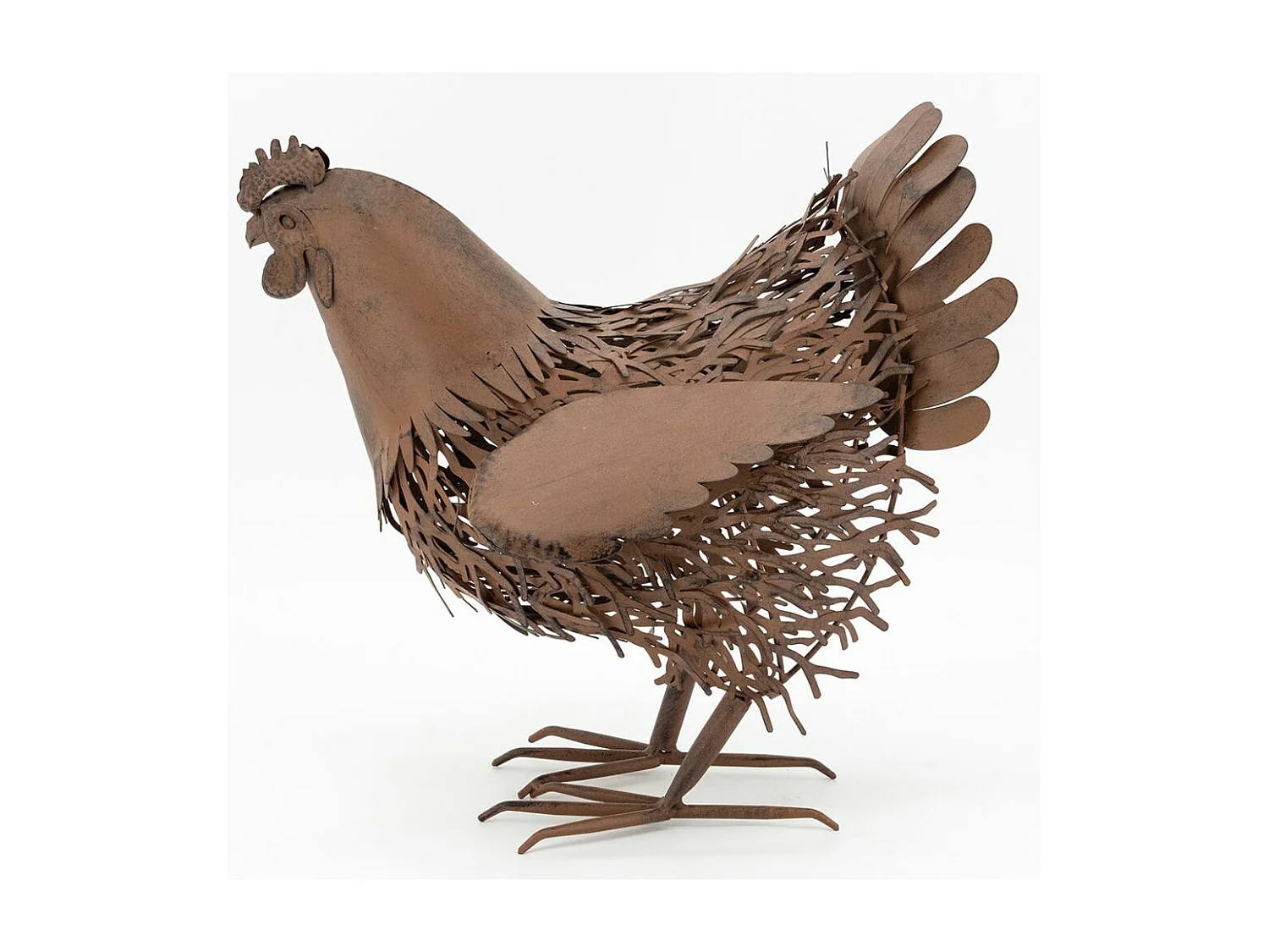 Statue décorative en métal vieilli Poule