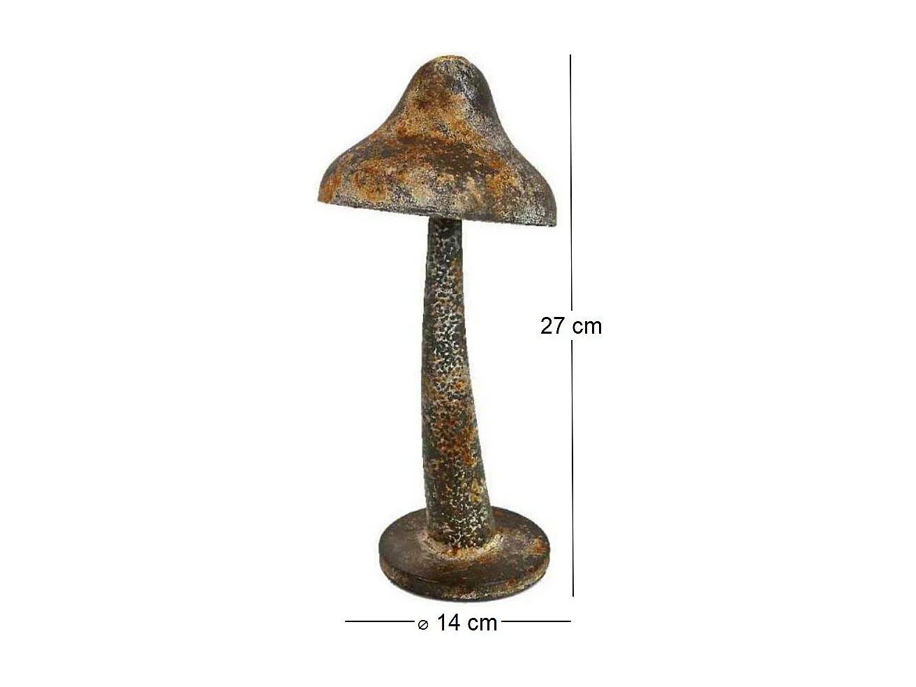 Champignon en fer patiné 14 x 27 cm