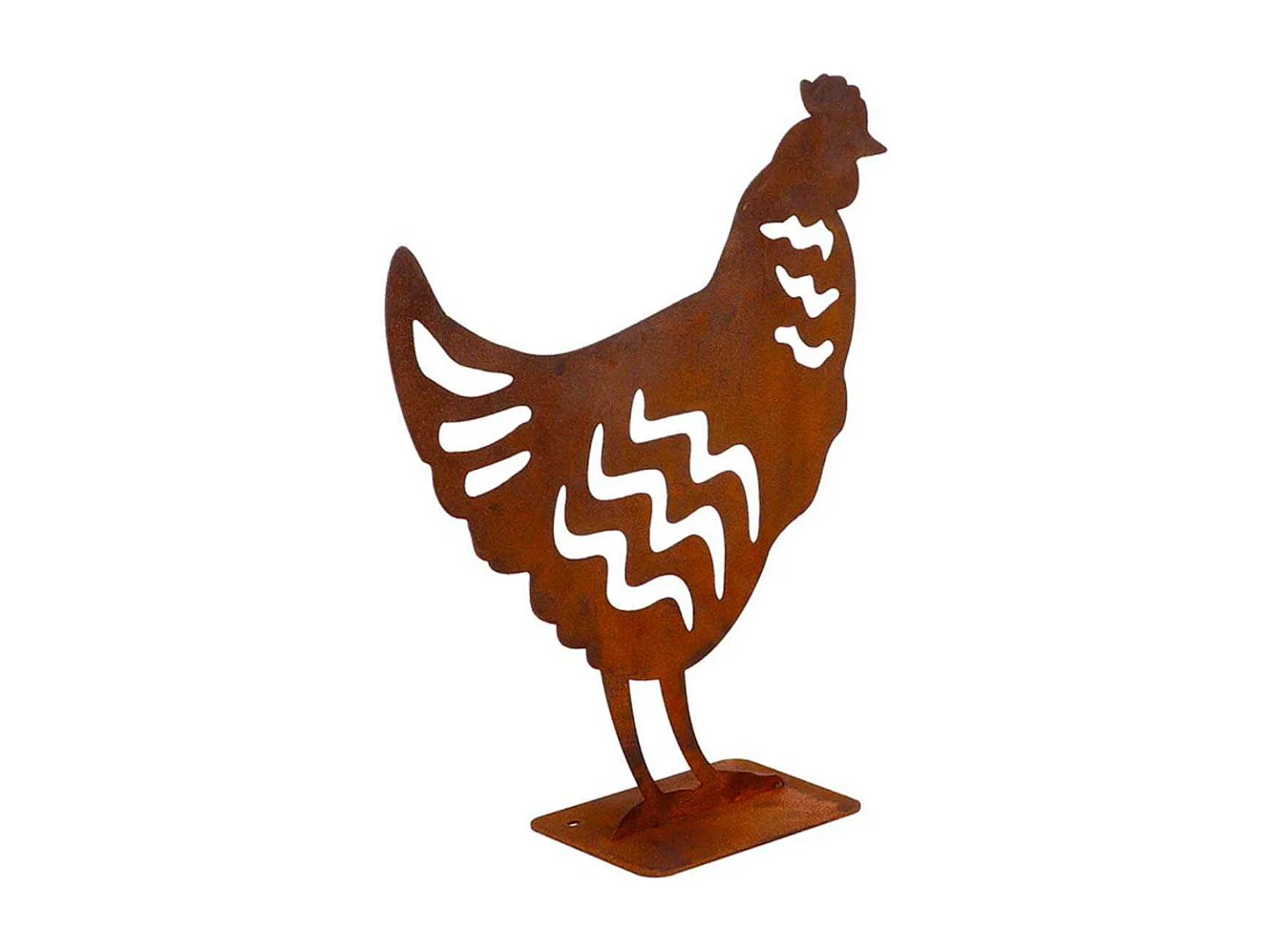 Animal en acier effet rouillé à poser Poule