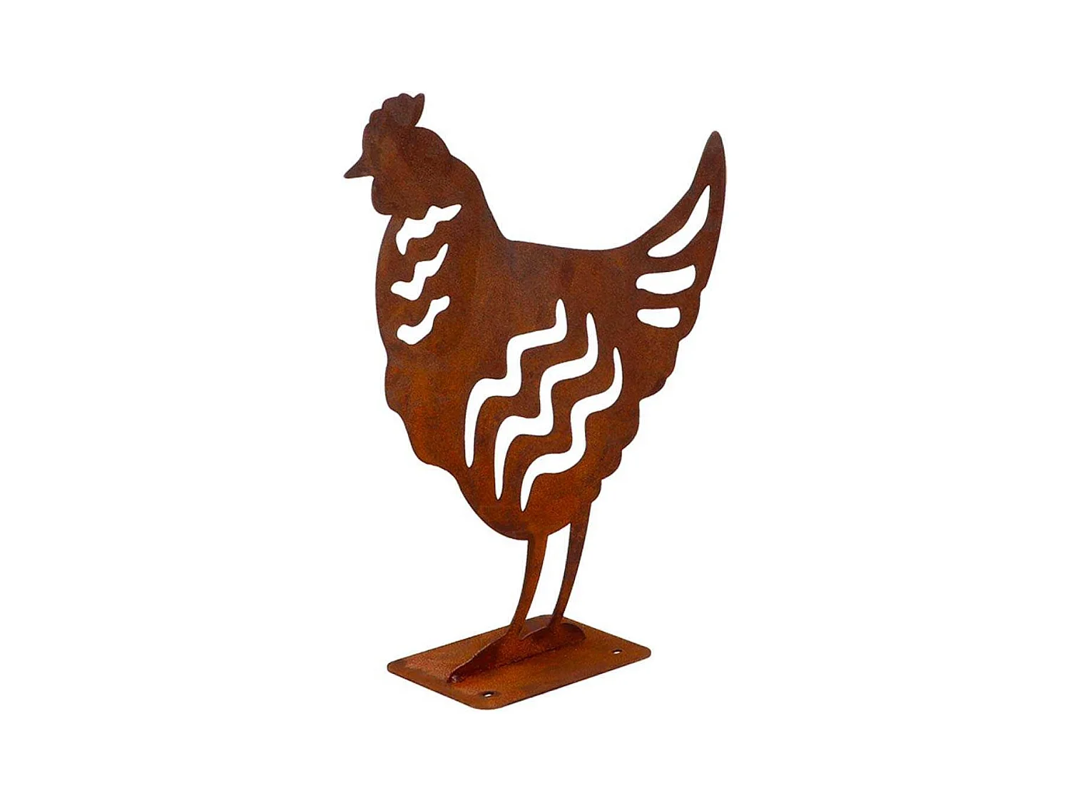 Animal en acier effet rouillé à poser Poule