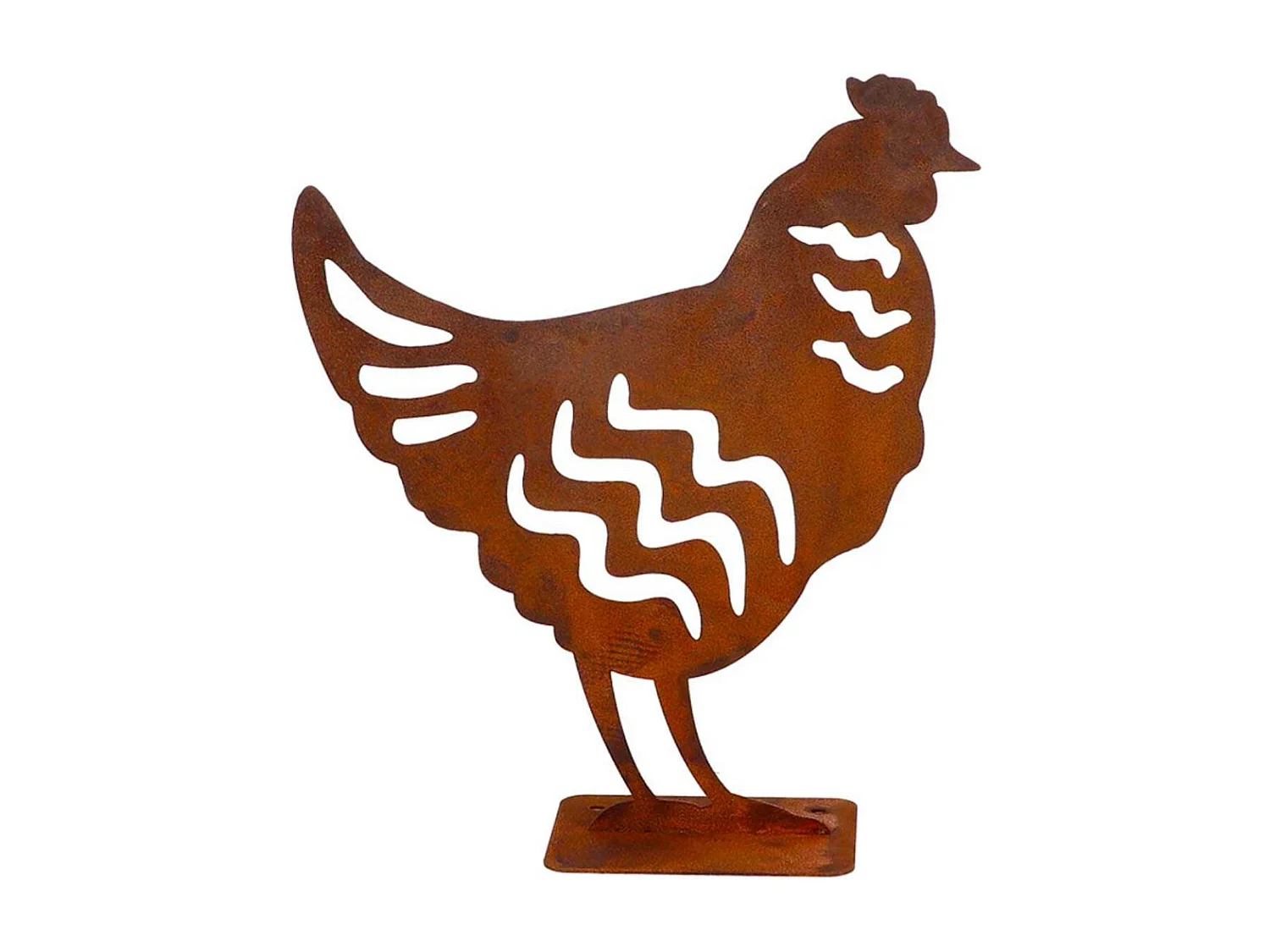 Animal en acier effet rouillé à poser Poule