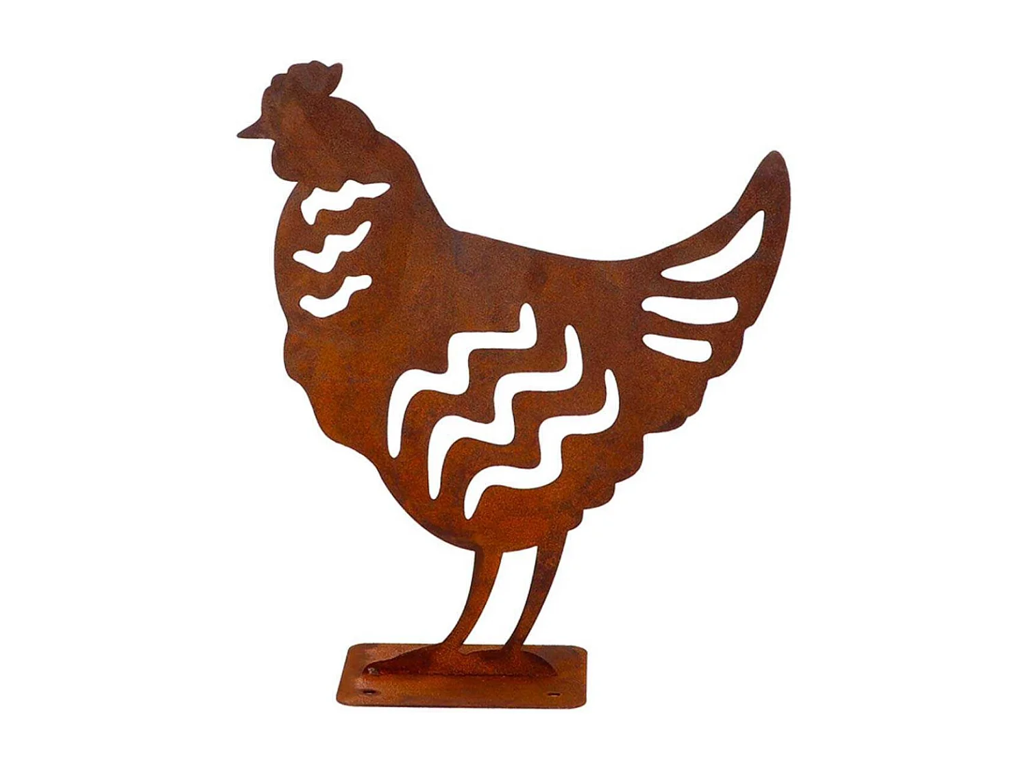 Animal en acier effet rouillé à poser Poule