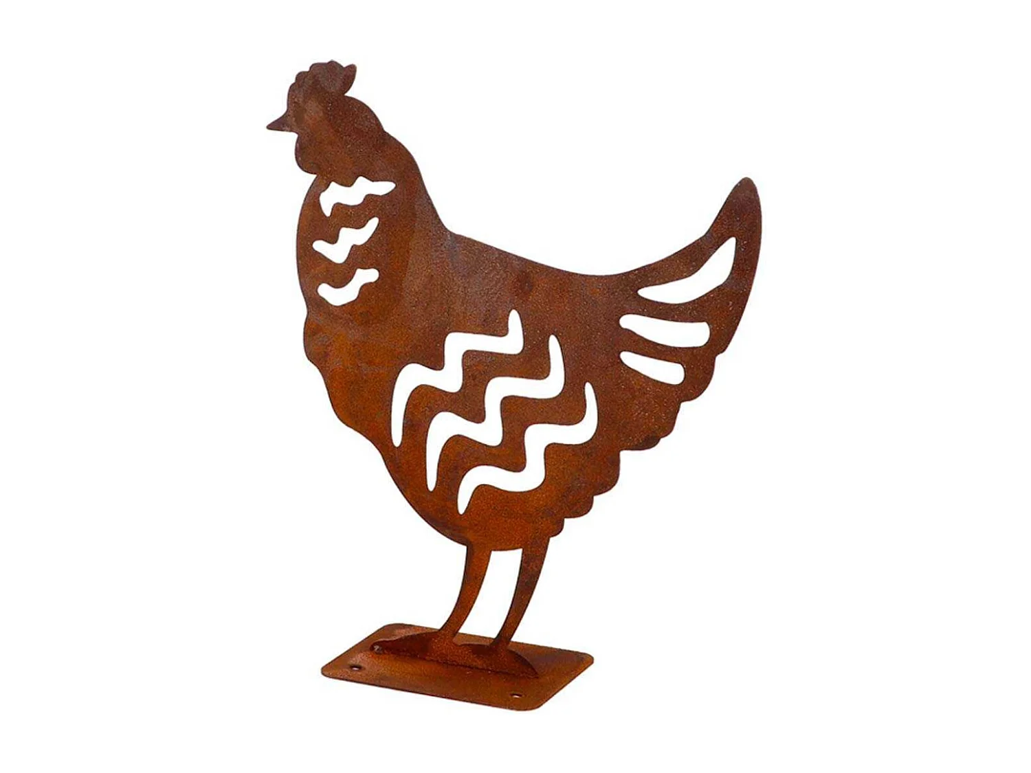 Animal en acier effet rouillé à poser Poule