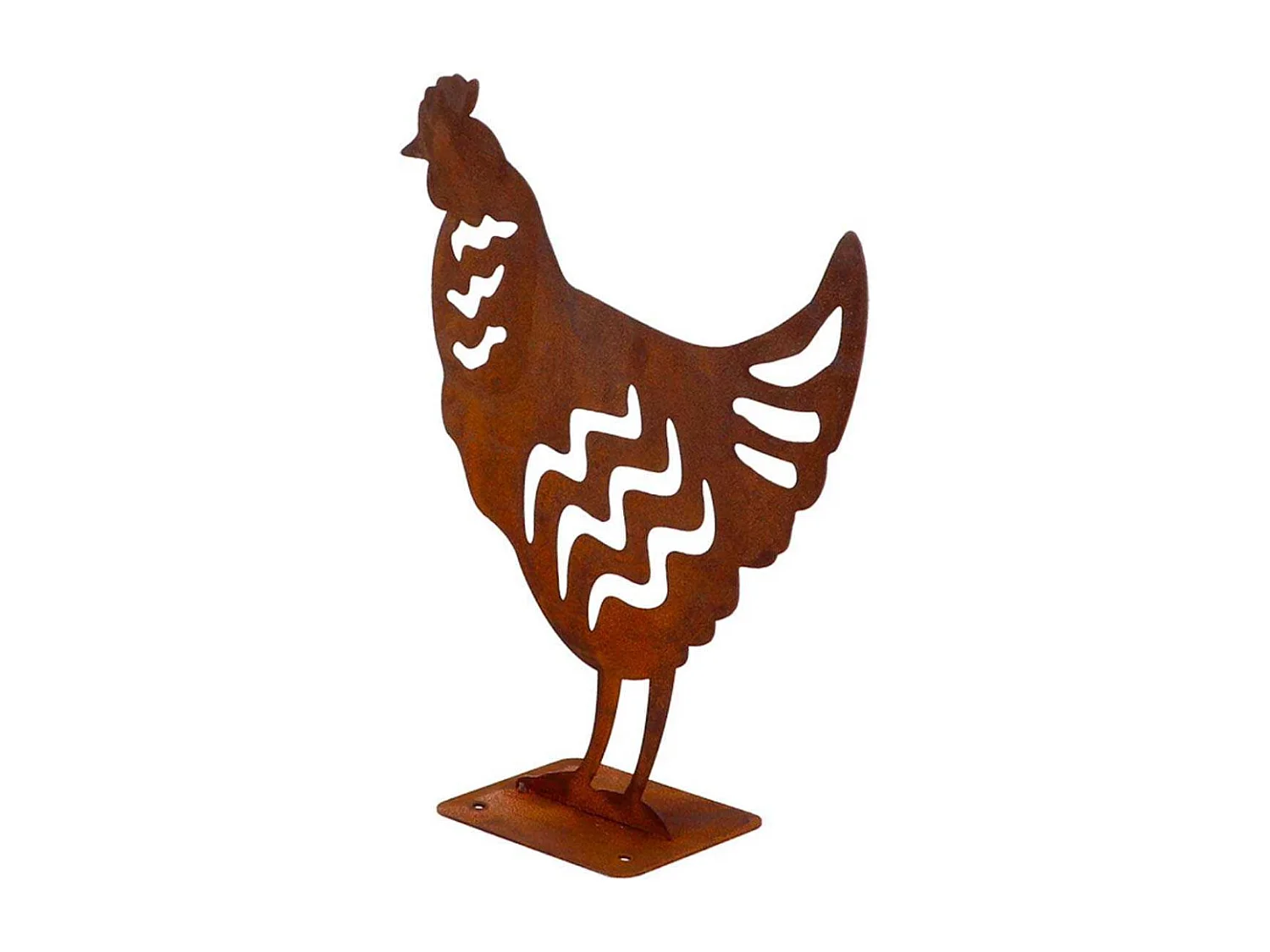 Animal en acier effet rouillé à poser Poule