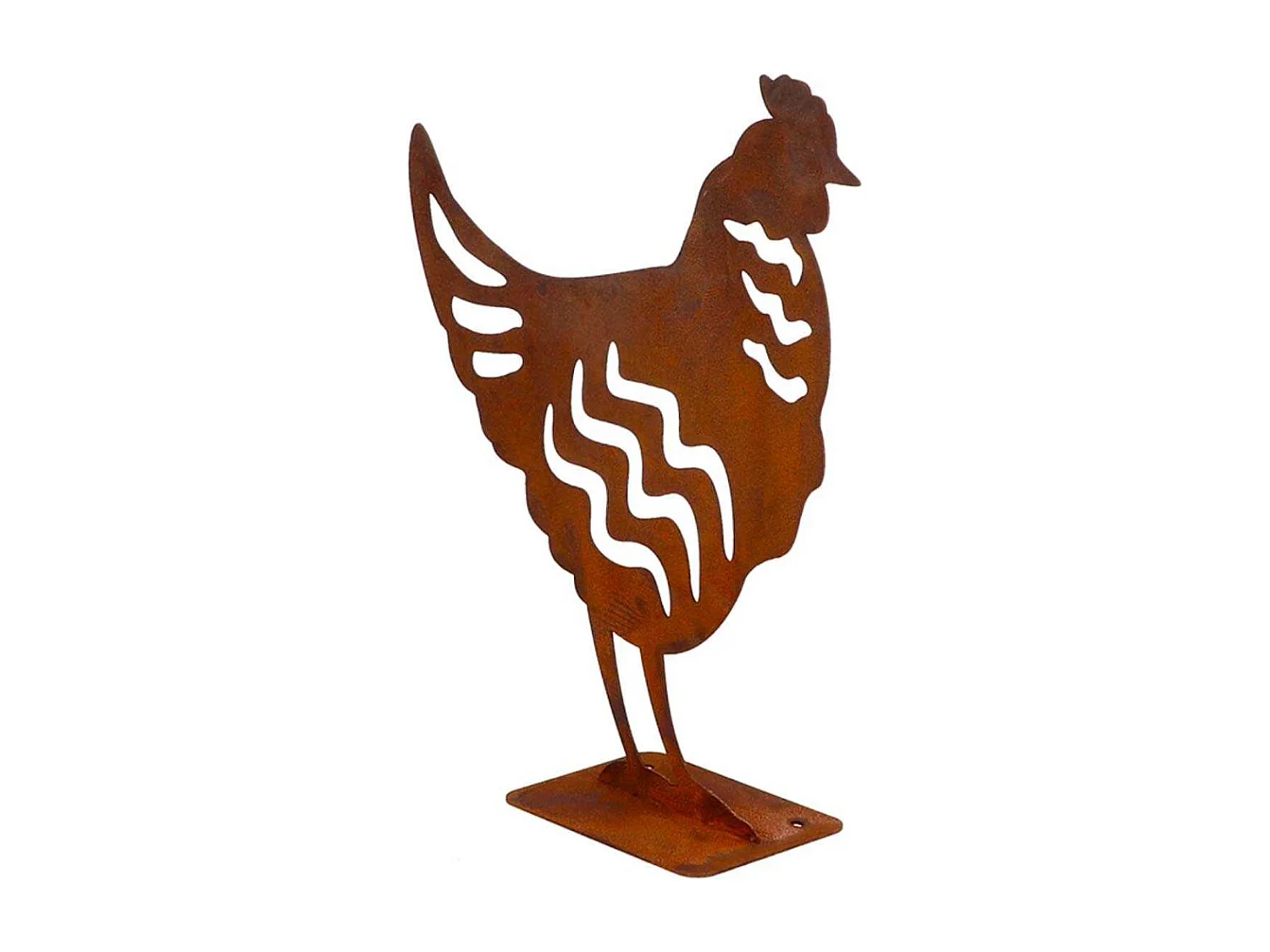 Animal en acier effet rouillé à poser Poule