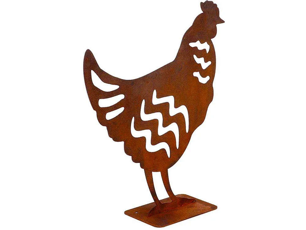 Animal en acier effet rouillé à poser Poule