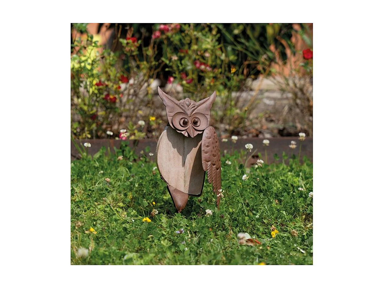Statue décorative en métal vieilli Chouette