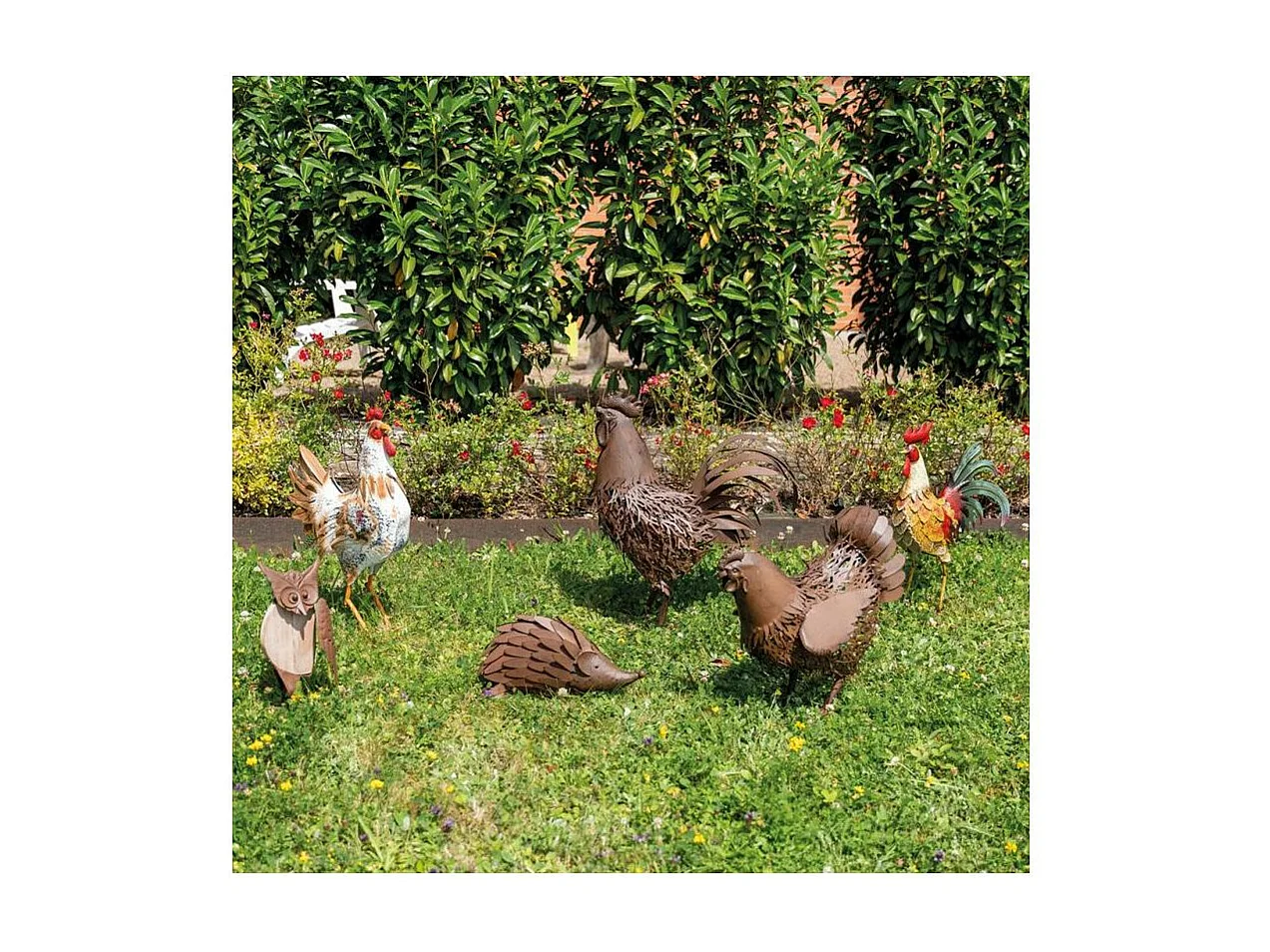 Statue décorative en métal vieilli Chouette