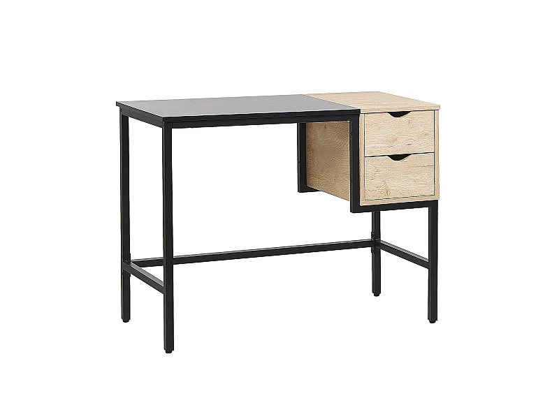 Schreibtisch mit zwei Schubladen 100 x 48 cm schwarz/heller Holzfarbton Harper