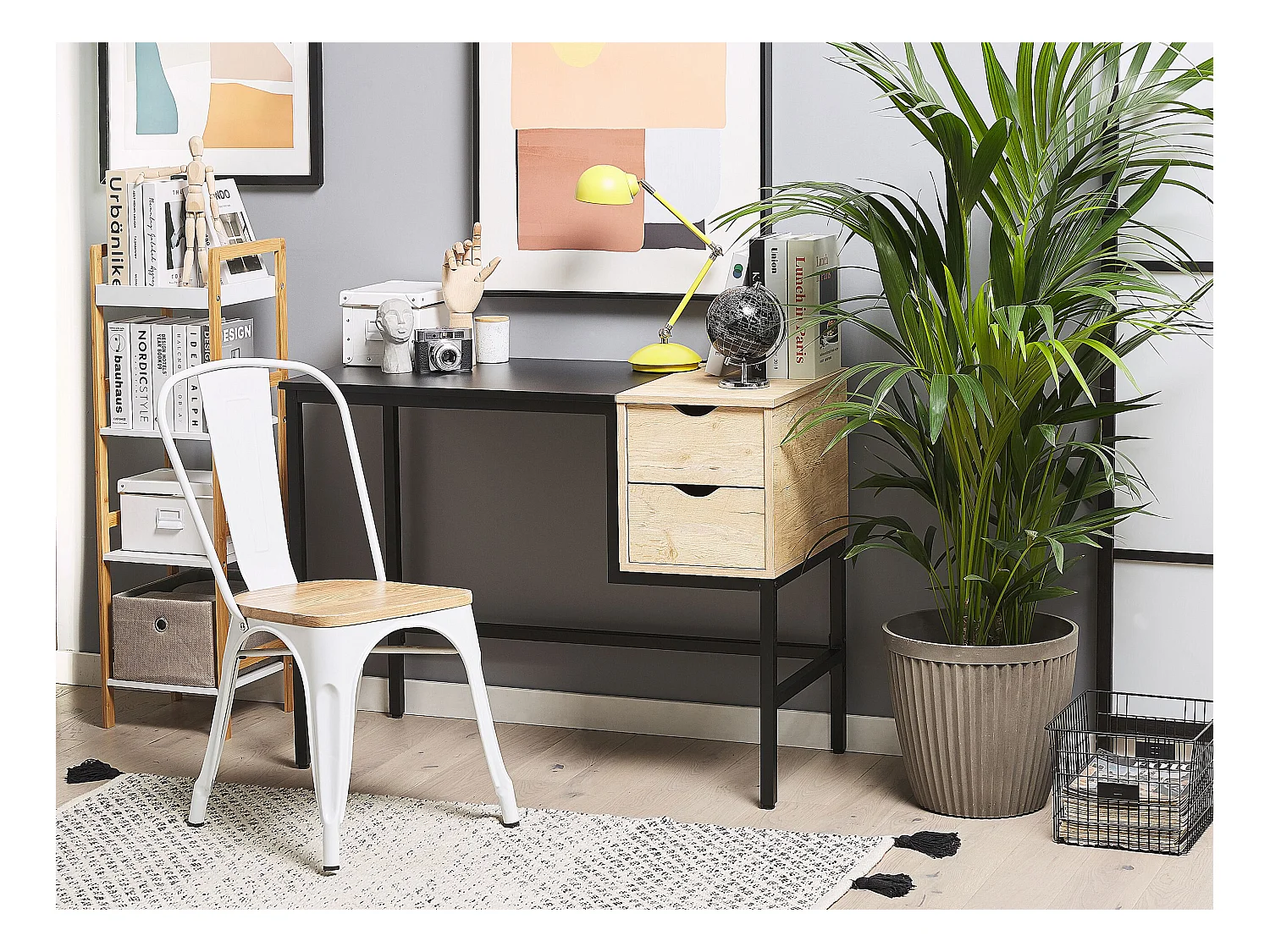 Table de bureau HARPER Noir 100 cm 48 cm avec rangement