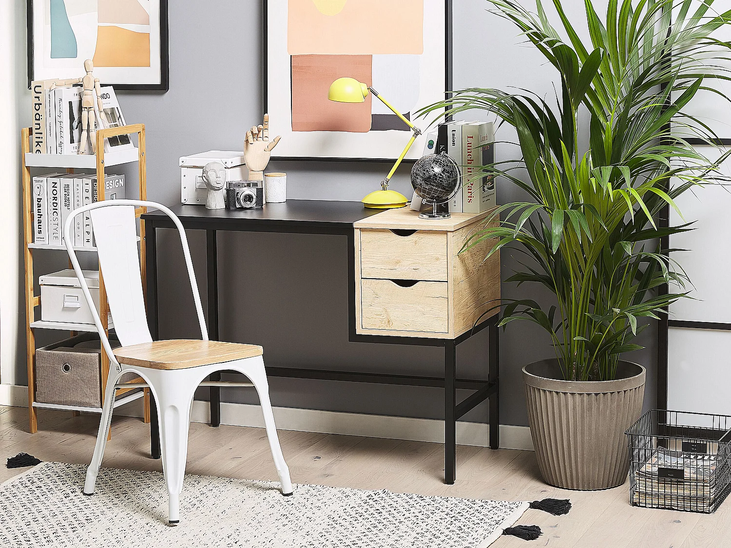 Table de bureau HARPER Noir 100 cm 48 cm avec rangement