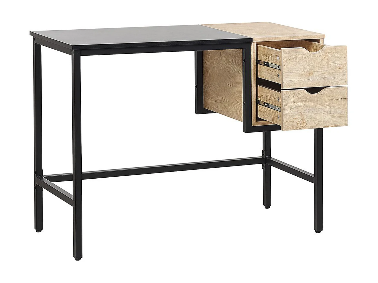 Schreibtisch mit zwei Schubladen 100 x 48 cm schwarz/heller Holzfarbton Harper