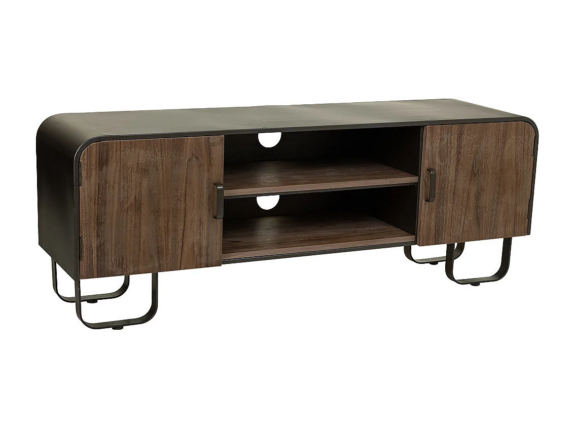 Mueble bajo de madera y metal negro 150x42x58h cm