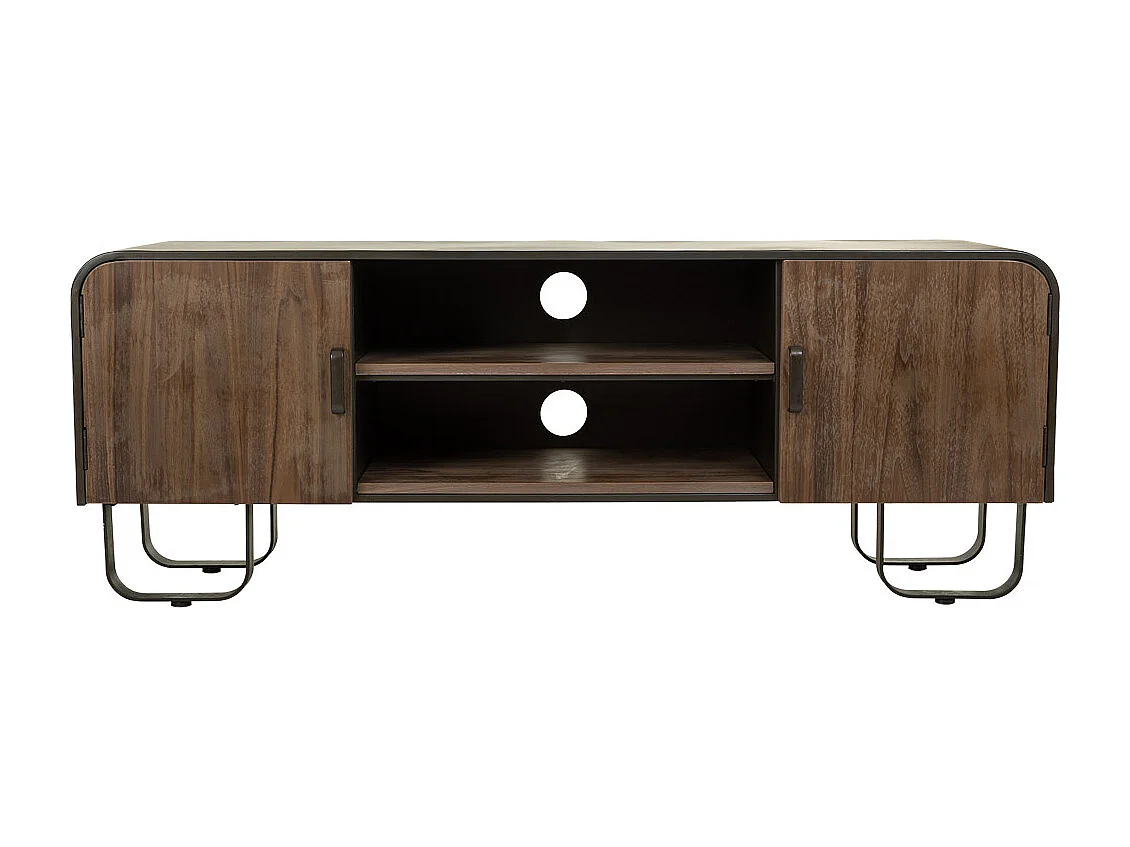 Mueble bajo de madera y metal negro 150x42x58h cm