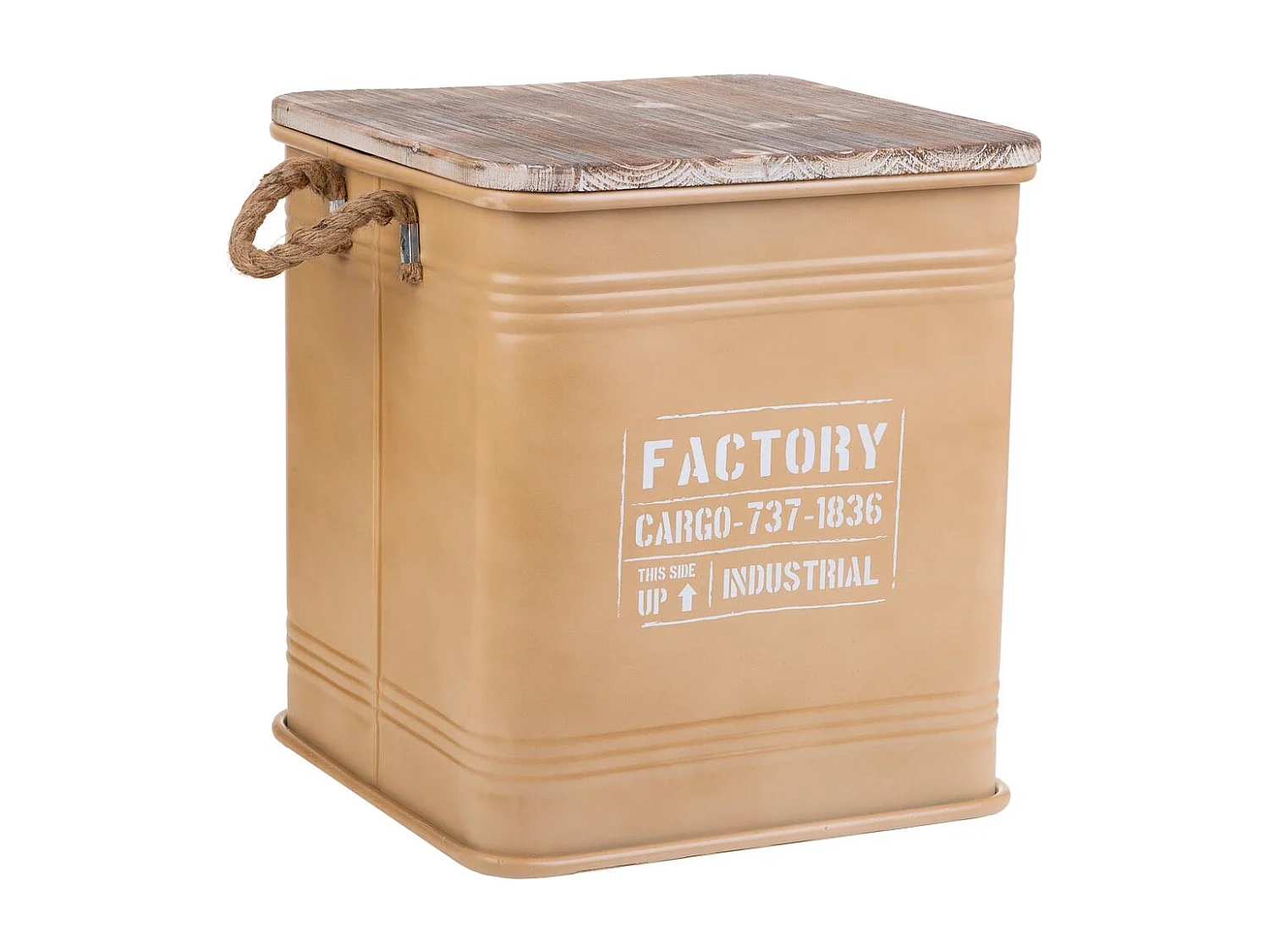 Banquinho de metal impresso marrom 36x36x39,5h cm