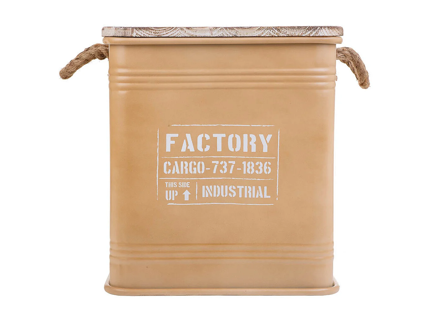 Banquinho de metal impresso marrom 36x36x39,5h cm