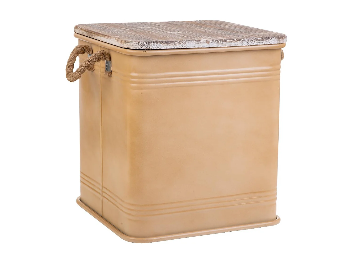 Banquinho de metal impresso marrom 36x36x39,5h cm