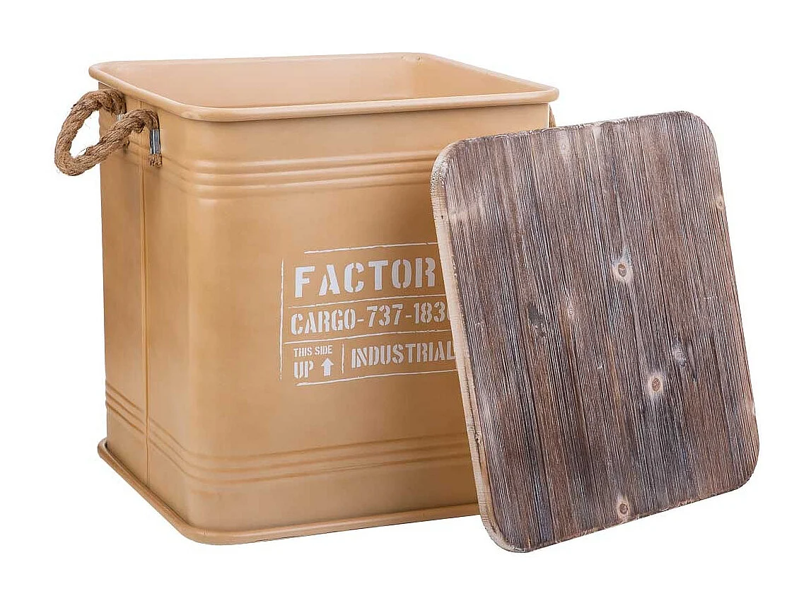 Banquinho de metal impresso marrom 36x36x39,5h cm