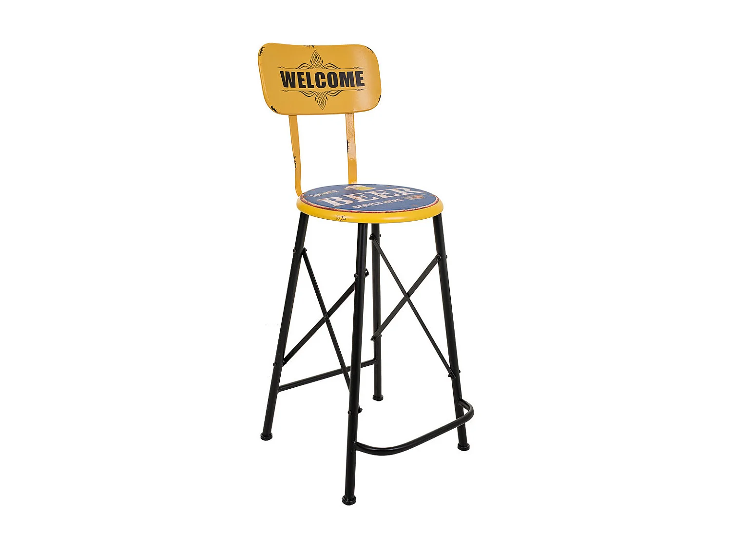 Sgabello in metallo giallo 46x100x40h cm