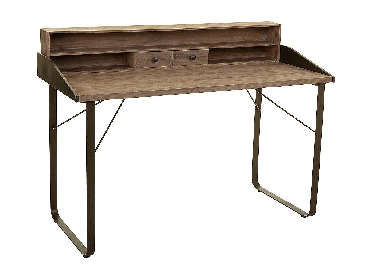 Mesa madeira castanha e metal 130x60x95h cm