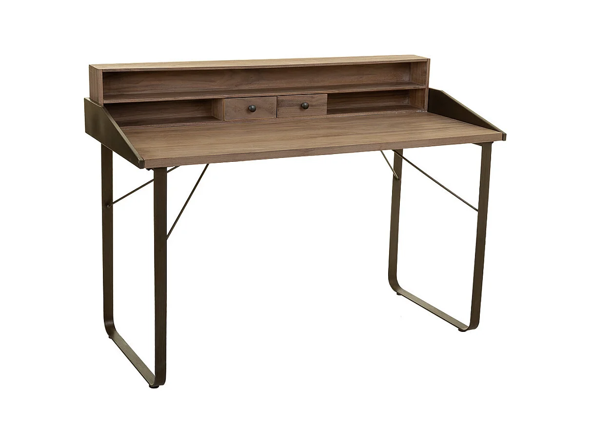 Bureau en bois marron et métal 130x60x95h cm