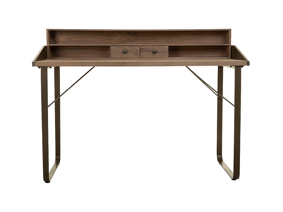 Bureau en bois marron et métal 130x60x95h cm